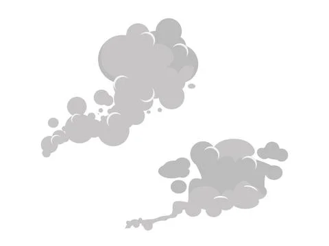 Set of Two Stylized Smoke Cloud Illustrations for Graphic Design and Decora.. Stock Illustration