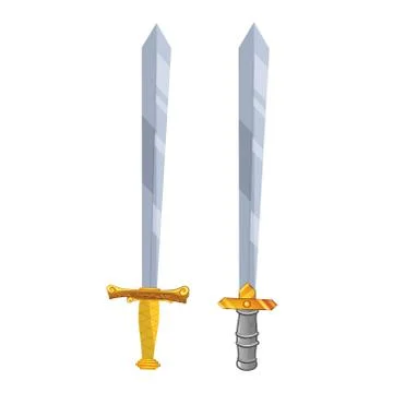Set of two Sword golden with hand vector illustration Design Stock Illustration