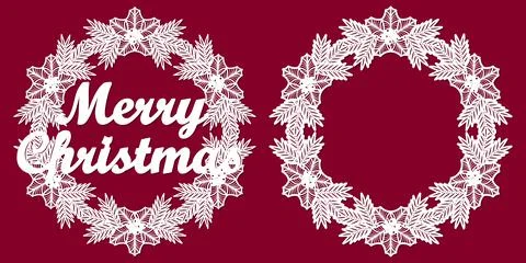 Set of two templates for laser cutting. Christmas wreath. Vector Stock Illustration