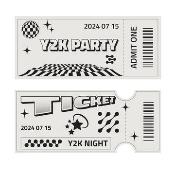 Set of two ticket templates in trendy retro style . Hippie style party ticket Stock Illustration