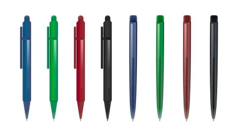 Set of two types of pens in different colors Stock Illustration