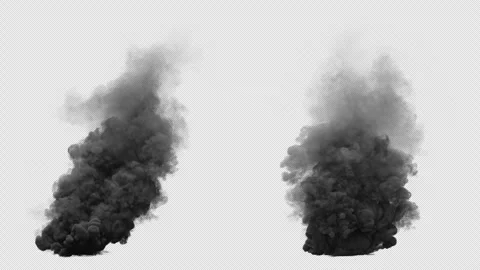 Set of two variations of a black smoke explosion. File contains Alpha Channel. Stock Footage 308077966
