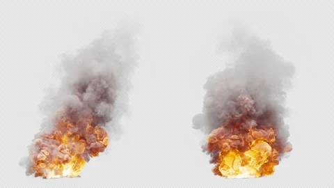 Set of two variations of fire explosion with white smoke. Alpha Channel. 스톡 동영상 308077954