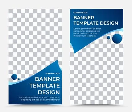 Set of two vector banner templates in blue and white Stock Illustration