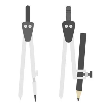 Set of Two Vector Drawing Compasses for Geometry 库存插图