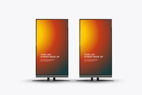Set of Two vertical LED screens with a red gradient background and dark tea.. Stock Illustration