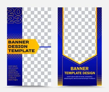 Set of two vertical vector banner templates in blue and orange Stock Illustration