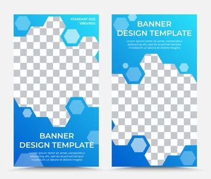 Set of two vertical vector banner templates in light blue and white Stock Illustration