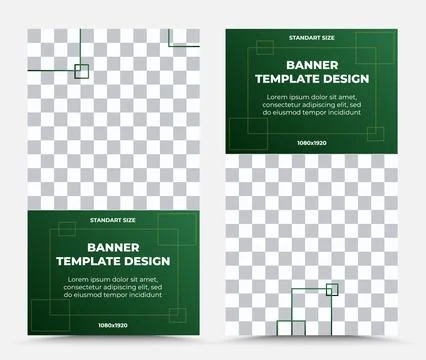 Set of two vertical vector banner templates in green white Stock Illustration