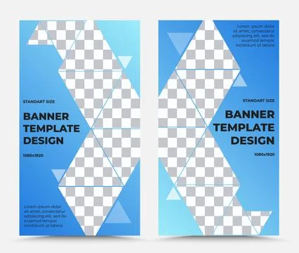 Set of two vertical vector banner templates in light blue and black Stock Illustration