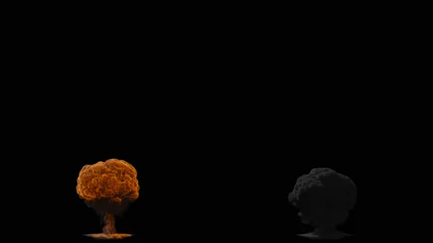 Set of two VFX explosions. VFX Animation with alpha channel for indie movie  Stock Footage 131572965