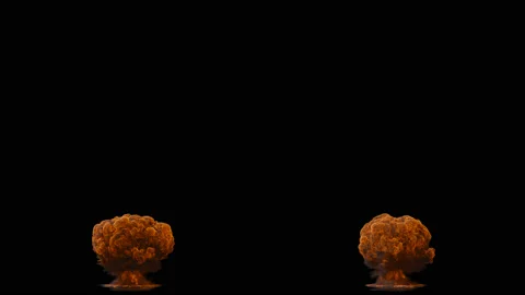 Set of two VFX explosions. VFX Animation with alpha channel for indie movie  Stock Footage 131573278