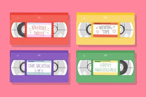 Set of two VHS cassettes with notes Stock Illustration