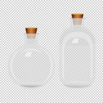 Set of two white transparent closed bottles on seamless background Stock-Illustration