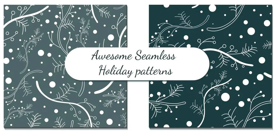 Set of two winter patterns with elements Illustrazione stock