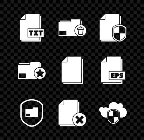 Set TXT file document, Delete folder, Document protection concept, Cloud and 스톡 일러스트