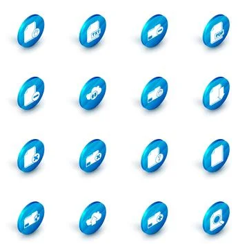 Set TXT file document, Document folder with minus, PDF, Delete, Cloud download Stock Illustration