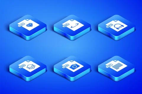 Set TXT file document, RUBY, RAW, PSD, XML and MP3 icon. Vector Stock Illustration