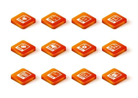 Set TXT file document, SVG, MSG, WMA, MP4 and DLL icon. Vector Stock Illustration