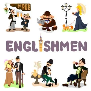 Set of typical Englishmen Illustrazione stock