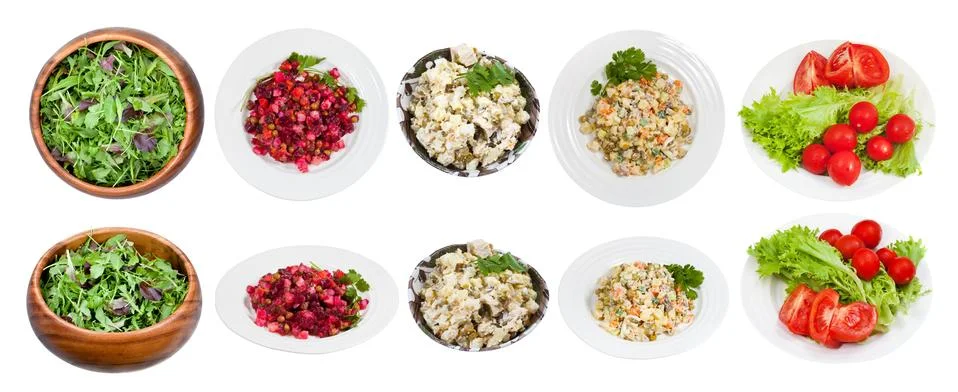 Set of typical salads Stock Illustration