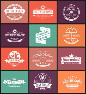 Set of typography logo design Stock Illustration