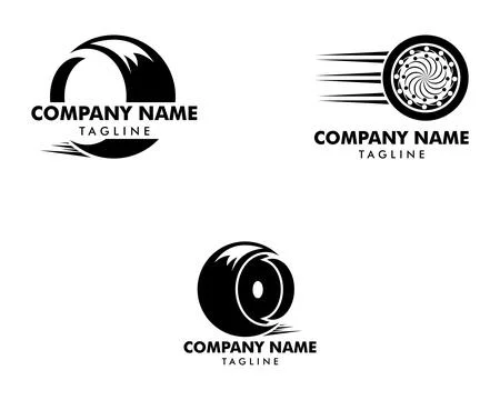 Set of Tyre Shop Logo Design Inspiration Vector Stock Illustration