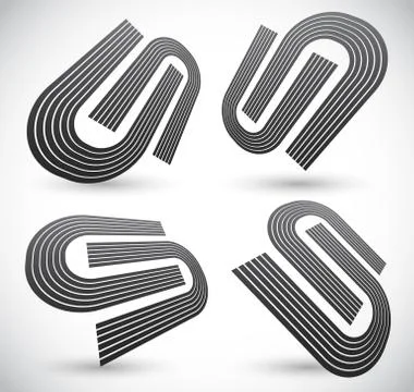Set of "U" shapes fitted together. Symbolic graphics for integration, converg Ilustración de archivo