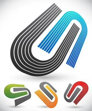 Set of "U" shapes fitted together. Symbolic graphics for integration, converg Ilustración de archivo