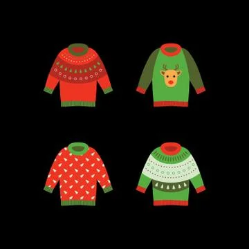 Set of Ugly Christmas sweaters Illustrazione stock