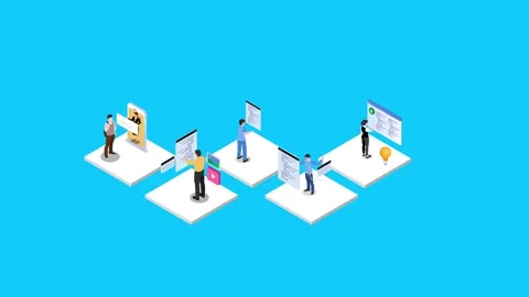 Set of UI and UX designers creating functional web interface design 3d anim.. Stock Footage 282963557