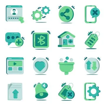 Set of UI and UX Flat Icons Stock Illustration