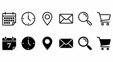 Set of UI business and e-commerce interface icons with interface, business Stock Illustration