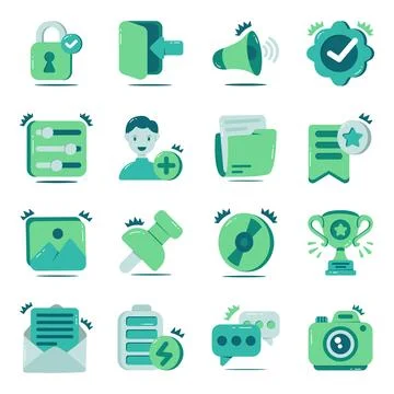 Set of UI Flat Icons Stock Illustration