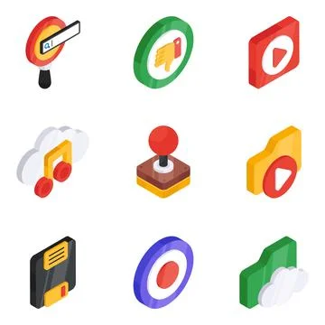 Set of Ui Flat Icons Stock Illustration