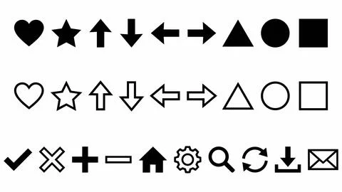 Set of UI navigation icons and geometric shapes with interface, navigation Stock Illustration