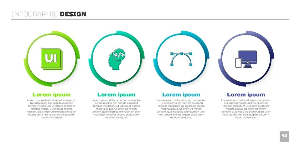 Set UI or UX design, Front end development, Bezier curve and Monitor and mobile Stock Illustration