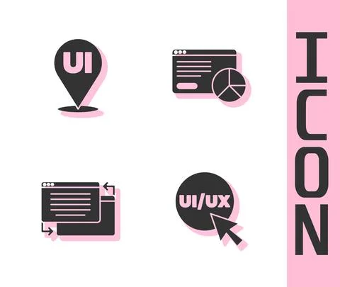 Set UI or UX design, , and Website statistic icon. Vector 스톡 일러스트