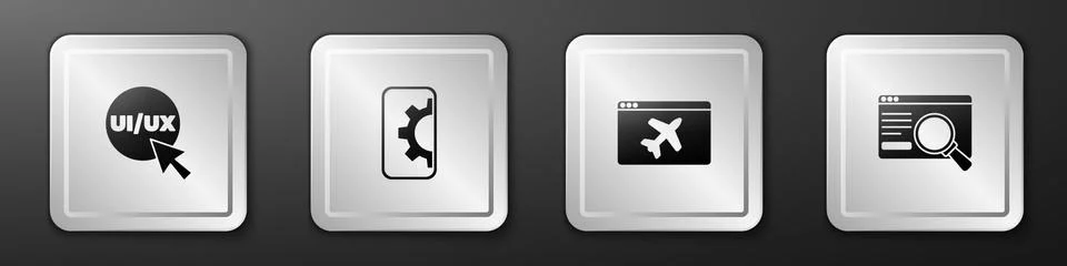 Set UI or UX design, Web development, Website template and icon. Silver square イラスト素材