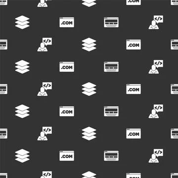 Set UI or UX design, Front end development, Layers and on seamless pattern 스톡 일러스트