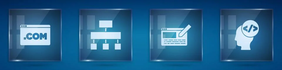 Set UI or UX design, Site map, and Front end development. Square glass panels Stock Illustration