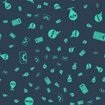 Set UI or UX design, Front end development, Web and on seamless pattern. Vector Illustrazione stock