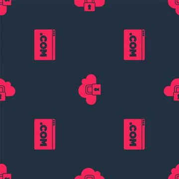 Set UI or UX design and Cloud computing lock on seamless pattern. Vector Stock Illustration