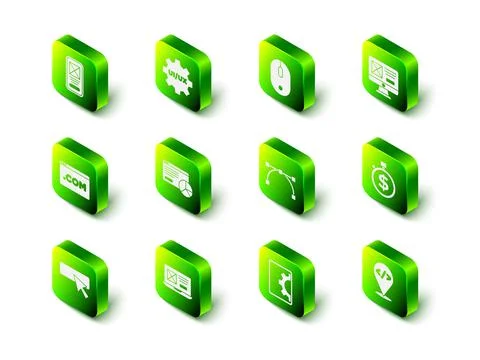 Set UI or UX design, Computer mouse, Time is money, Front end development Stock Illustration