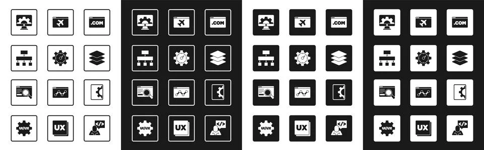 Set UI or UX design, Website statistic, Site map, development, Layers, template Ilustración de archivo