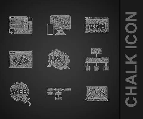 Set UI or UX design, Site map, Web development, and graphic, Front end, and icon Stock Illustration