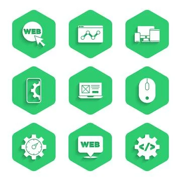 Set UI or UX design, Web and graphic, Front end development, Computer mouse Illustrazione stock