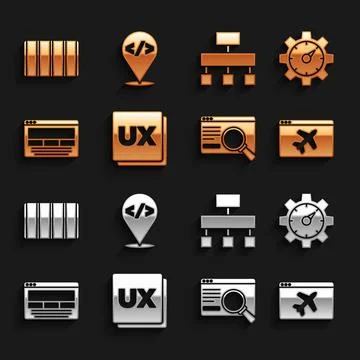 Set UI or UX design, Website statistic, template, Site map, Color palette guide Stock Illustration