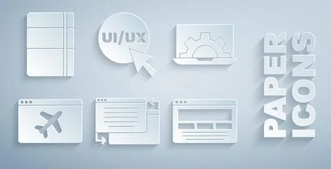 Set UI or UX design, Web development, Website template, and Sketchbook album Stock Illustration