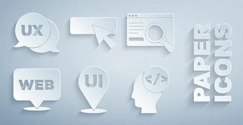 Set UI or UX design, Web and graphic, Front end development, and icon. Vector Stock Illustration